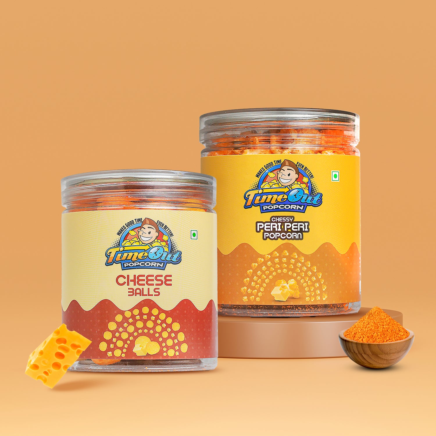 Cheesy Peri Peri Popcorn & Cheese Balls (Pack of 2, 165g)