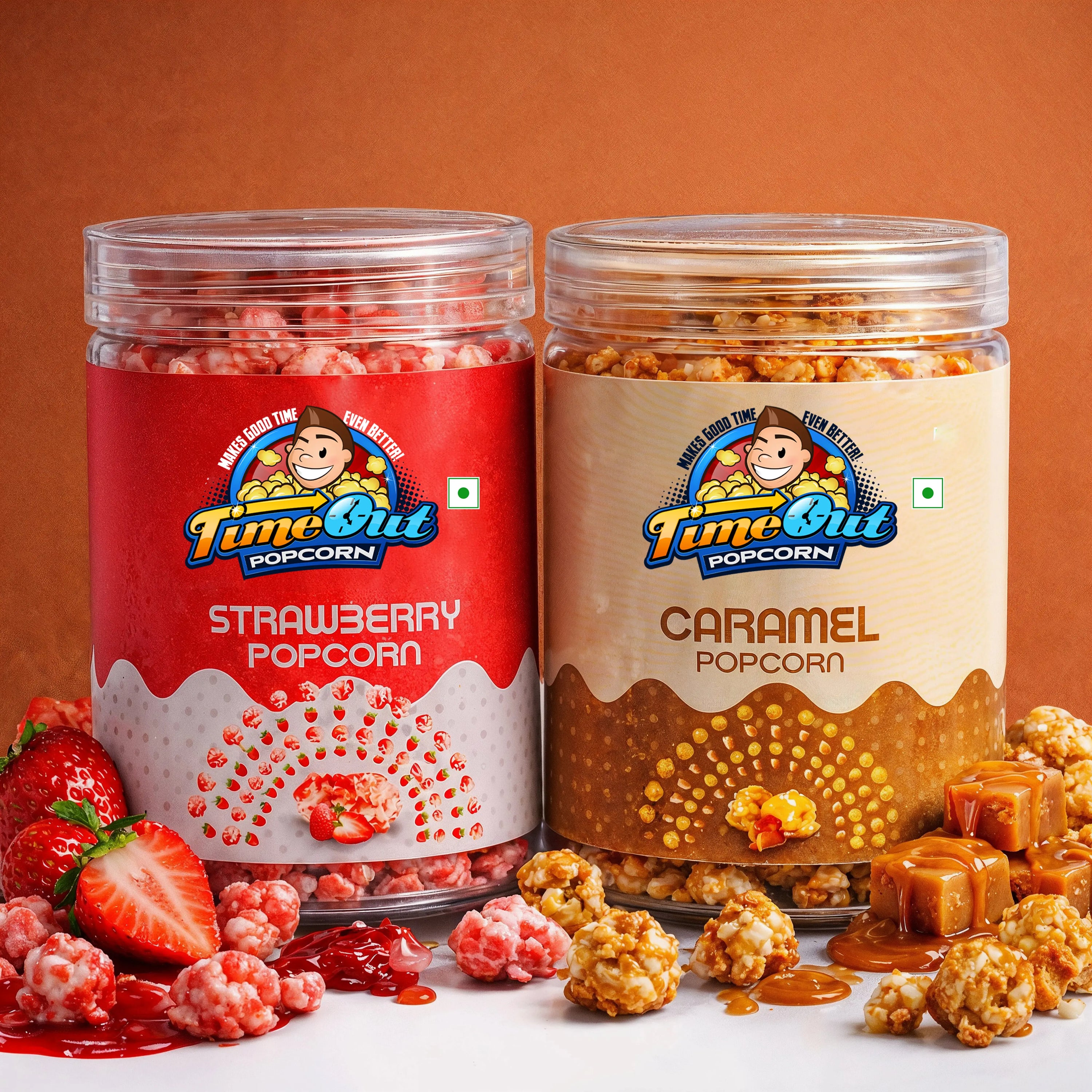 Caramel & Strawberry Popcorn (Pack of 2, 185g)