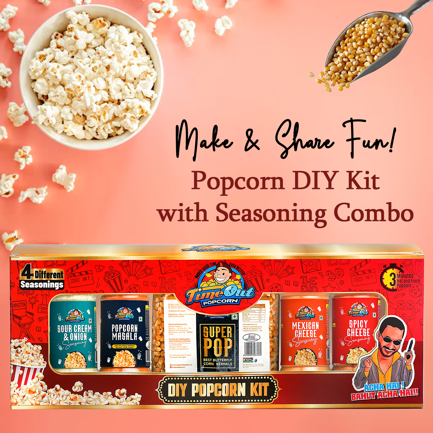 DIY Popcorn Gift Hamper Kit (400g Kernels + 4 Signature Seasonings)